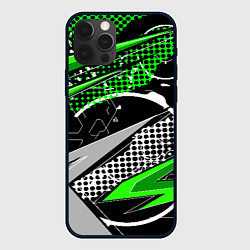 Чехол для iPhone 12 Pro Black and green corners, цвет: 3D-черный