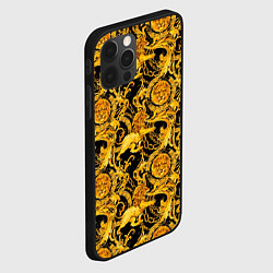 Чехол для iPhone 12 Pro Львы золотые узоры, цвет: 3D-черный — фото 2