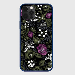 Чехол для iPhone 12 Pro Цветы, цвет: 3D-тёмно-синий