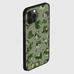 Чехол для iPhone 12 Pro Камуфляж с котиками хаки, цвет: 3D-черный — фото 2