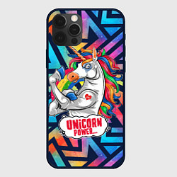 Чехол для iPhone 12 Pro Unicorn Power Единорог, цвет: 3D-черный