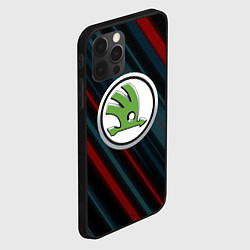 Чехол для iPhone 12 Pro Шкода большое лого, цвет: 3D-черный — фото 2
