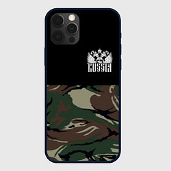 Чехол для iPhone 12 Pro Russia камуфляж, цвет: 3D-черный