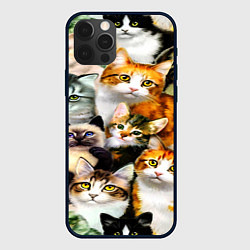 Чехол для iPhone 12 Pro КОТЫ, цвет: 3D-черный