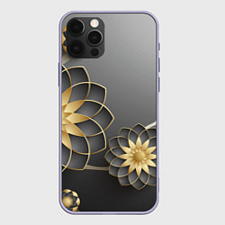 Чехол для iPhone 12 Pro 3D цветы, цвет: 3D-светло-сиреневый
