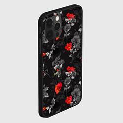 Чехол для iPhone 12 Pro Красные цветы, цвет: 3D-черный — фото 2