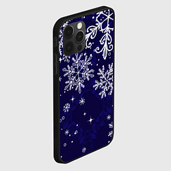 Чехол для iPhone 12 Pro Новогодние снежинки, цвет: 3D-черный — фото 2