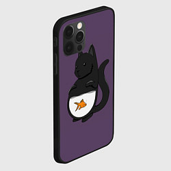 Чехол для iPhone 12 Pro Довольный кот, цвет: 3D-черный — фото 2