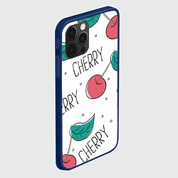 Чехол для iPhone 12 Pro Вишенки Cherry, цвет: 3D-тёмно-синий — фото 2