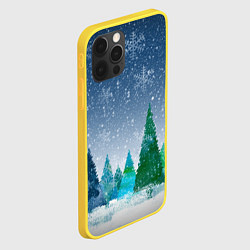 Чехол для iPhone 12 Pro Снежинки в лесу, цвет: 3D-желтый — фото 2