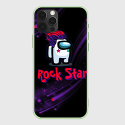 Чехол для iPhone 12 Pro Among Us Rock Star, цвет: 3D-салатовый