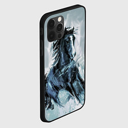 Чехол для iPhone 12 Pro Нарисованный конь, цвет: 3D-черный — фото 2