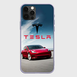 Чехол для iPhone 12 Pro Tesla Model 3, цвет: 3D-светло-сиреневый