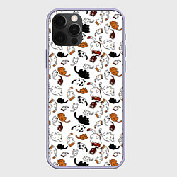 Чехол для iPhone 12 Pro Коты Паттерн, цвет: 3D-светло-сиреневый