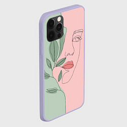 Чехол для iPhone 12 Pro Девушка с листьями, цвет: 3D-светло-сиреневый — фото 2