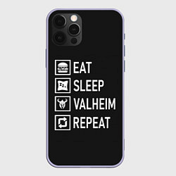 Чехол для iPhone 12 Pro EatSleepValheimRepeat, цвет: 3D-светло-сиреневый