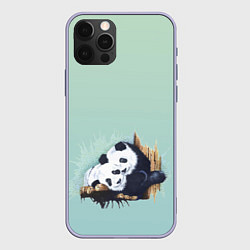 Чехол для iPhone 12 Pro Акварельные панды, цвет: 3D-светло-сиреневый
