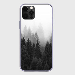 Чехол для iPhone 12 Pro Туманный лес, цвет: 3D-светло-сиреневый