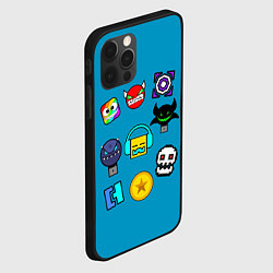 Чехол для iPhone 12 Pro Geometry Dash: Icons, цвет: 3D-черный — фото 2