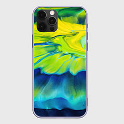 Чехол для iPhone 12 Pro Разводы яркой краски, цвет: 3D-светло-сиреневый