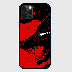 Чехол для iPhone 12 Pro Красный волк 3D, цвет: 3D-черный