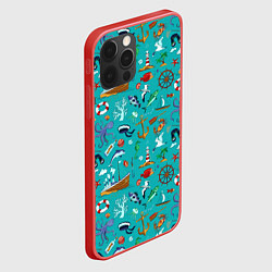Чехол для iPhone 12 Pro Морские обитатели, цвет: 3D-красный — фото 2