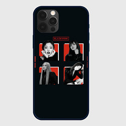 Чехол для iPhone 12 Pro BLACKPINK Red and black, цвет: 3D-черный