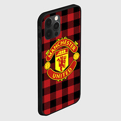 Чехол для iPhone 12 Pro Манчестер Юнайтед фон в клетку, цвет: 3D-черный — фото 2