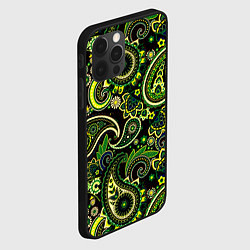 Чехол для iPhone 12 Pro Ярко зеленые славянские узоры, цвет: 3D-черный — фото 2