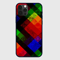 Чехол для iPhone 12 Pro Яркий геометрический узор, цвет: 3D-черный