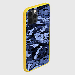 Чехол для iPhone 12 Pro Синий камуфляж в клетку, цвет: 3D-желтый — фото 2