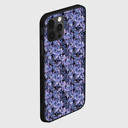 Чехол для iPhone 12 Pro Сине-фиолетовый цветочный узор, цвет: 3D-черный — фото 2