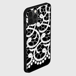 Чехол для iPhone 12 Pro Черно-белое кружево, цвет: 3D-черный — фото 2