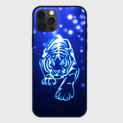 Чехол для iPhone 12 Pro Неоновый тигр, цвет: 3D-черный