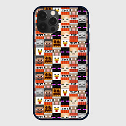 Чехол для iPhone 12 Pro MINECRAFT КУБИКИ ПЕРСОНАЖИ, цвет: 3D-черный