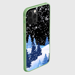 Чехол для iPhone 12 Pro Снежная ночь в зимнем лесу, цвет: 3D-салатовый — фото 2
