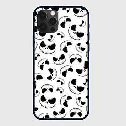 Чехол для iPhone 12 Pro Джек Скеллингтон паттерн лицо, цвет: 3D-черный