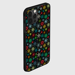 Чехол для iPhone 12 Pro Разноцветные Снежинки, цвет: 3D-черный — фото 2