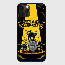 Чехол для iPhone 12 Pro Кот на кладбище, цвет: 3D-черный