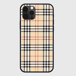 Чехол для iPhone 12 Pro Клетчатый принт в стиле Burberry, цвет: 3D-черный