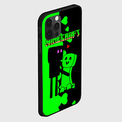 Чехол для iPhone 12 Pro Любовь Эндермена и Крипера Майнкрафт, цвет: 3D-черный — фото 2