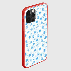Чехол для iPhone 12 Pro Снежинки снежные узоры, цвет: 3D-красный — фото 2