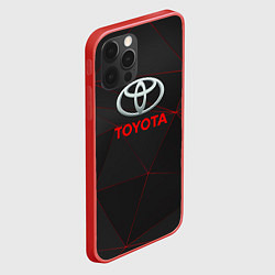Чехол для iPhone 12 Pro Toyota Тонкие линии неона, цвет: 3D-красный — фото 2