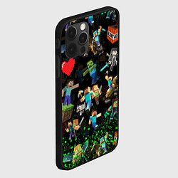 Чехол для iPhone 12 Pro МАЙНКРАФТ ПАТТЕРН ГЕРОИ ИГРЫ, цвет: 3D-черный — фото 2