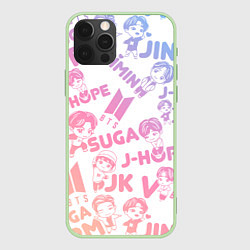 Чехол для iPhone 12 Pro BTS БТС БИТИЭС УЧАСТНИКИ, цвет: 3D-салатовый