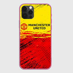 Чехол для iPhone 12 Pro Manchester United: Дьяволы, цвет: 3D-малиновый