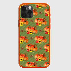 Чехол для iPhone 12 Pro Овощи: Тыквы паттерн, цвет: 3D-красный