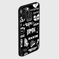 Чехол для iPhone 12 Pro RAP & HIP HOP LOGOS, цвет: 3D-черный — фото 2