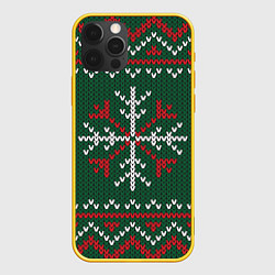 Чехол для iPhone 12 Pro Knitted Snowflake Pattern, цвет: 3D-желтый