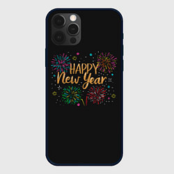 Чехол для iPhone 12 Pro Fireworks Explosinons Happy New Year, цвет: 3D-черный